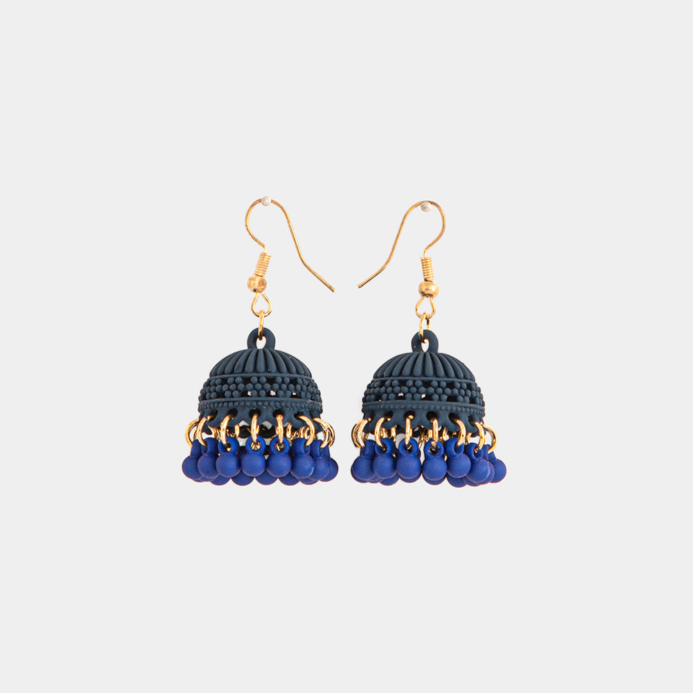 Blue and Gold Jhumka Earrings
