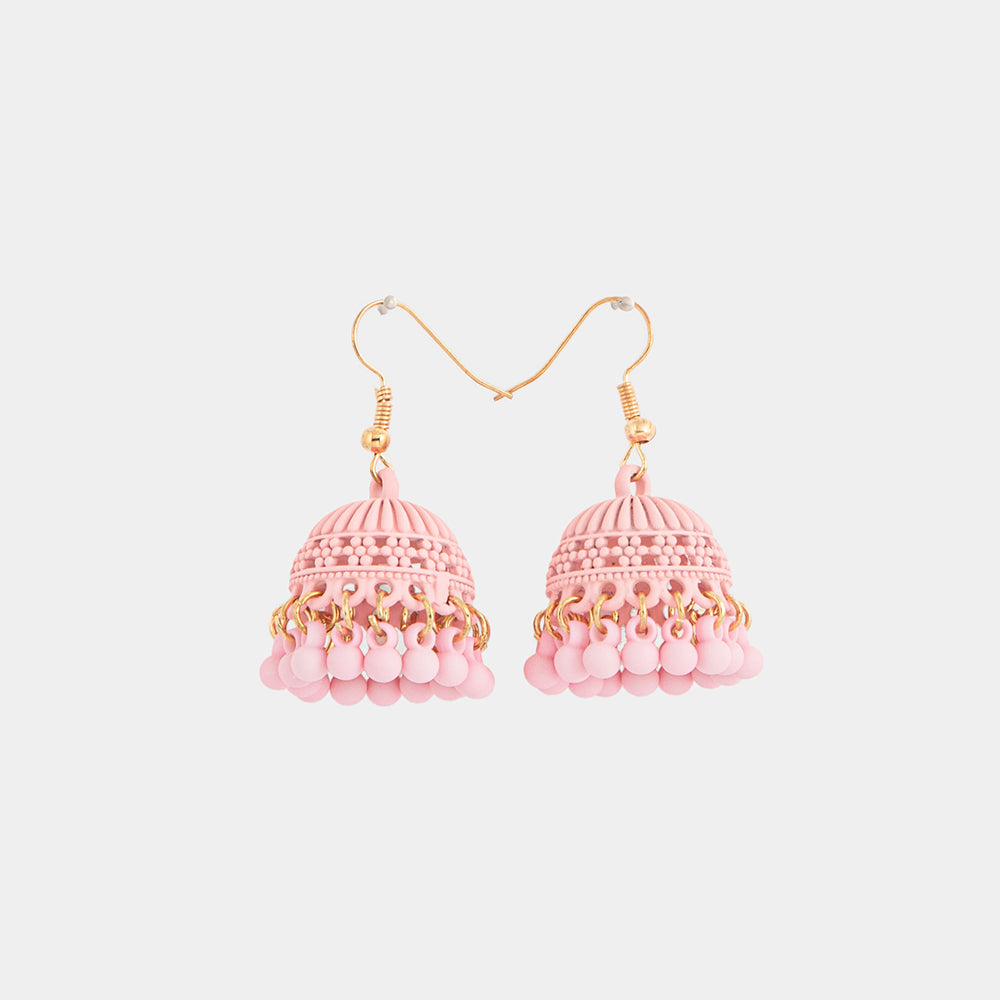 Pink Jhumka Earrings