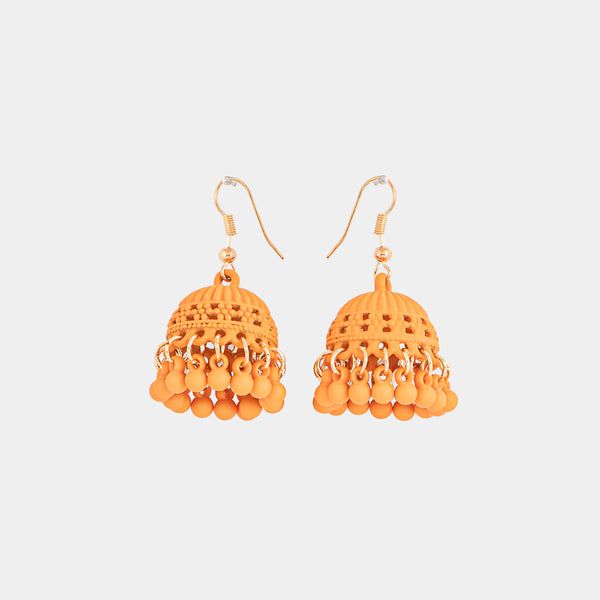 Orange Jhumka Earrings