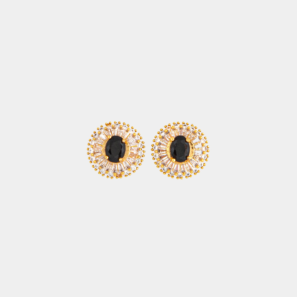 Black and Gold Stud Earrings