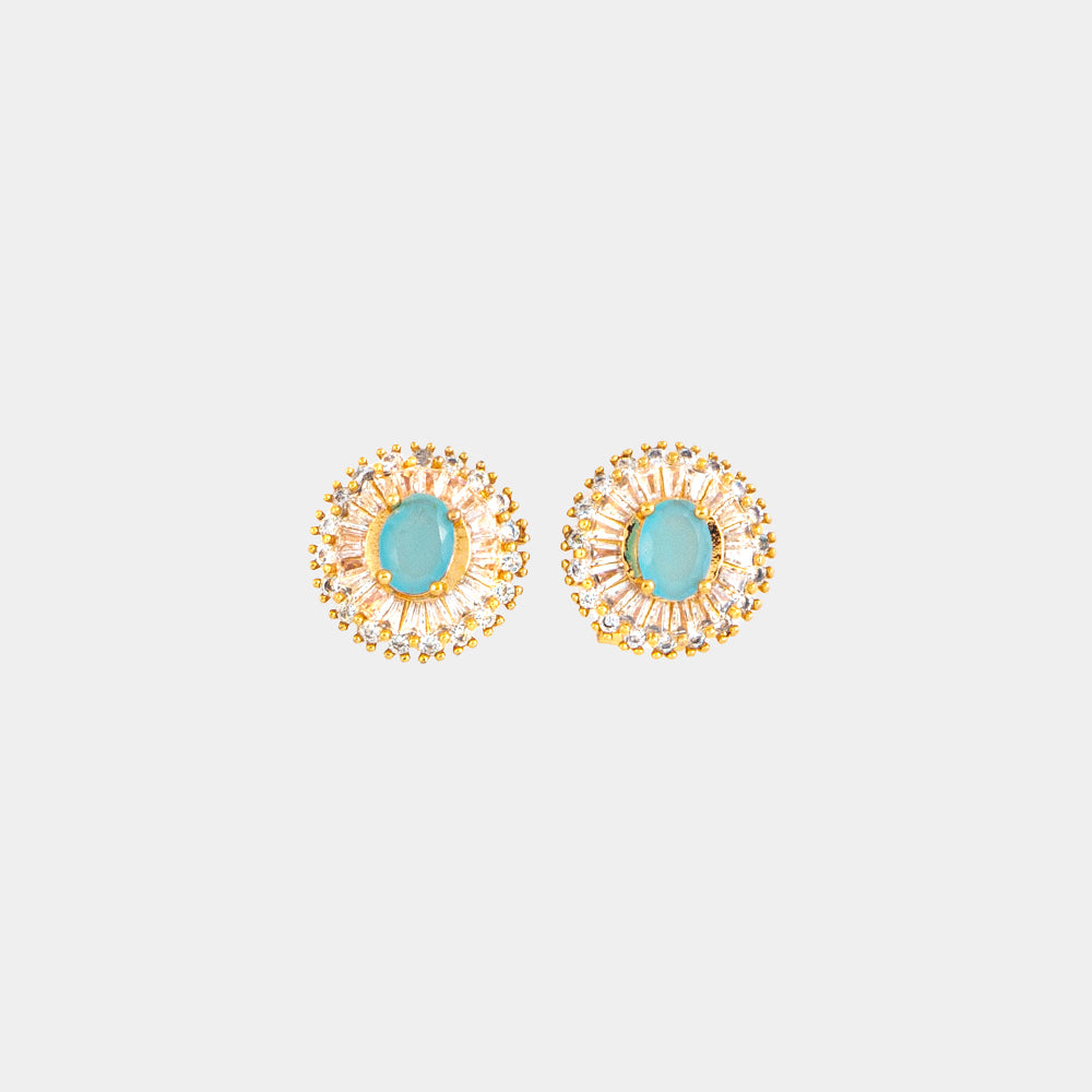 Blue and Gold Stud Earrings