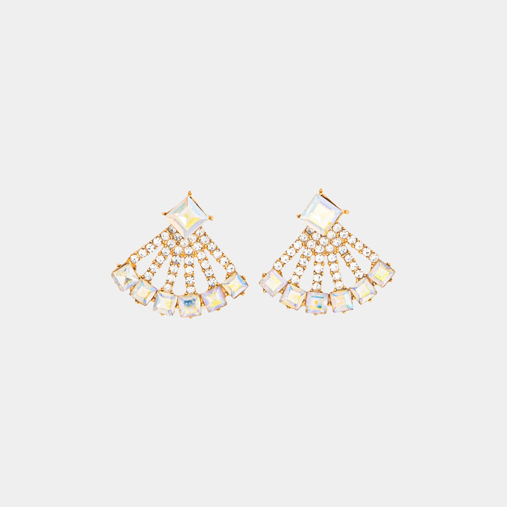 Iridescent Crystal Fan Earrings