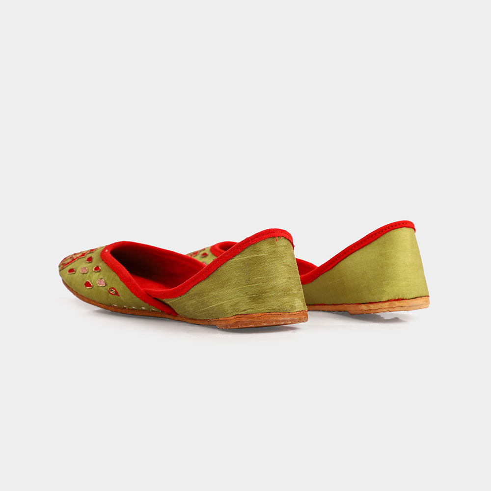 LK-000004 product featuring red bow on green and red embroidered shoes