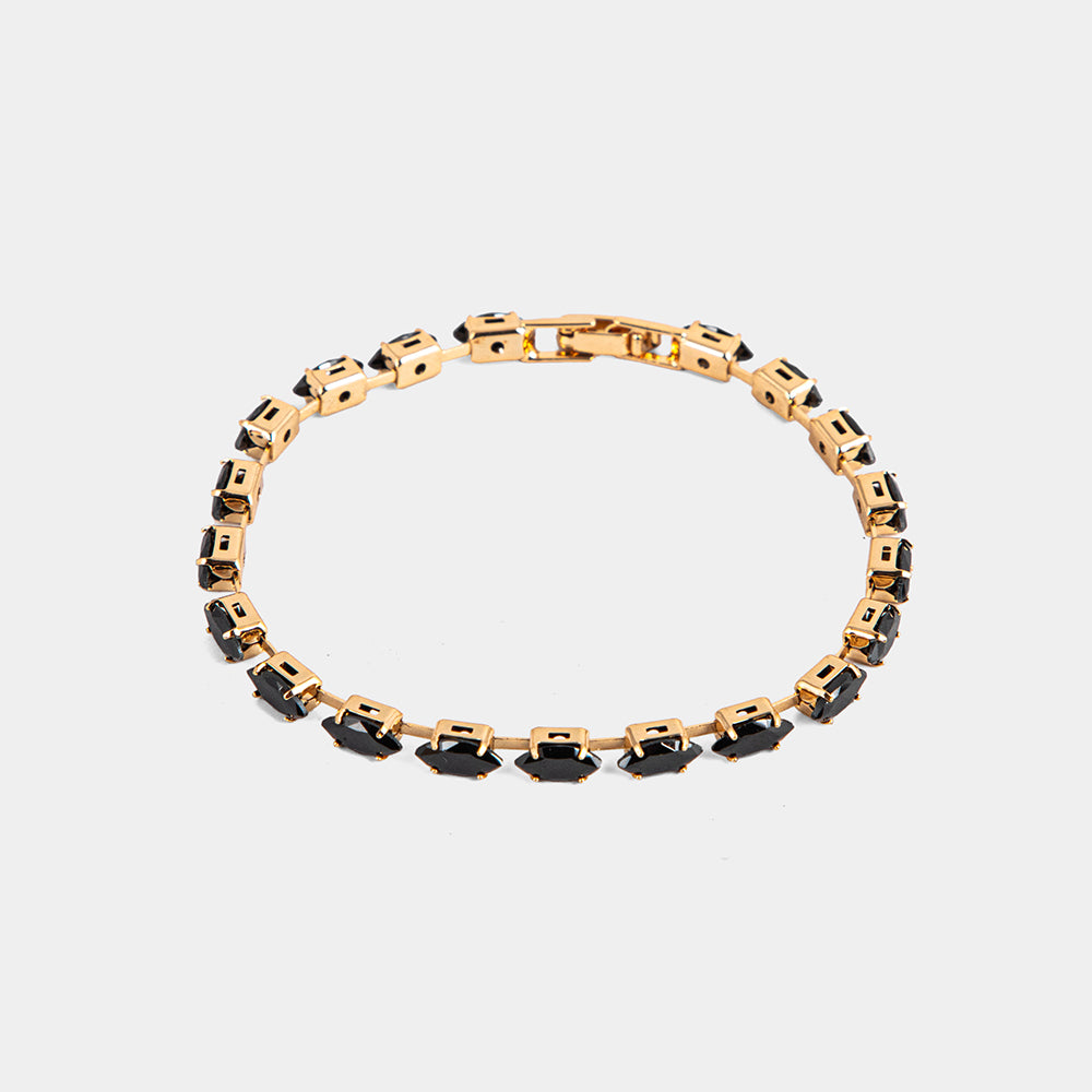 Black Crystal Gold-Tone Bracelet