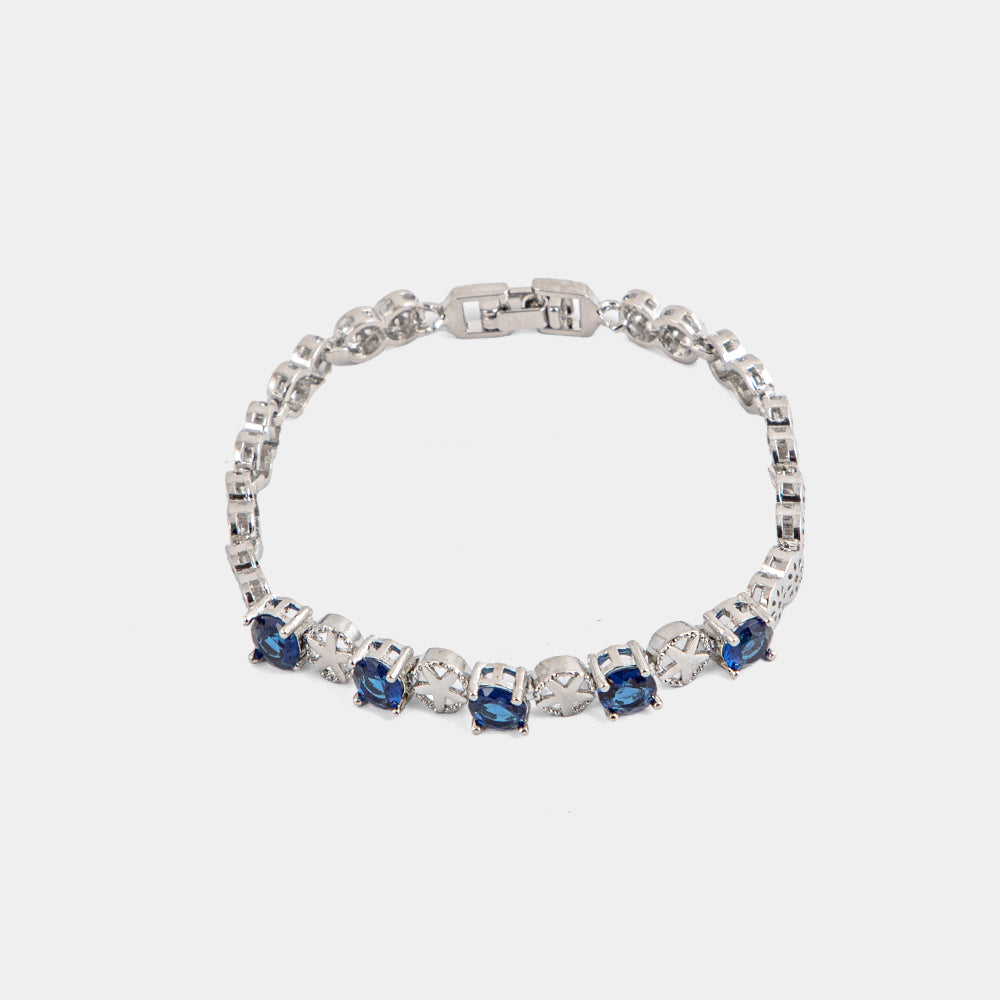Silver-Tone Blue Sapphire Bracelet