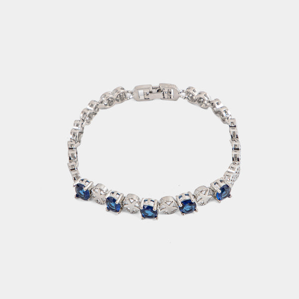Silver-Tone Blue Sapphire Bracelet