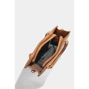 Brown handbag on a light gray background